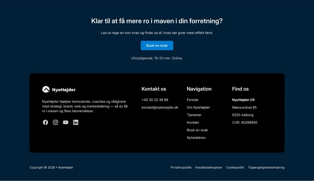 Forsidens standard CTA før footer