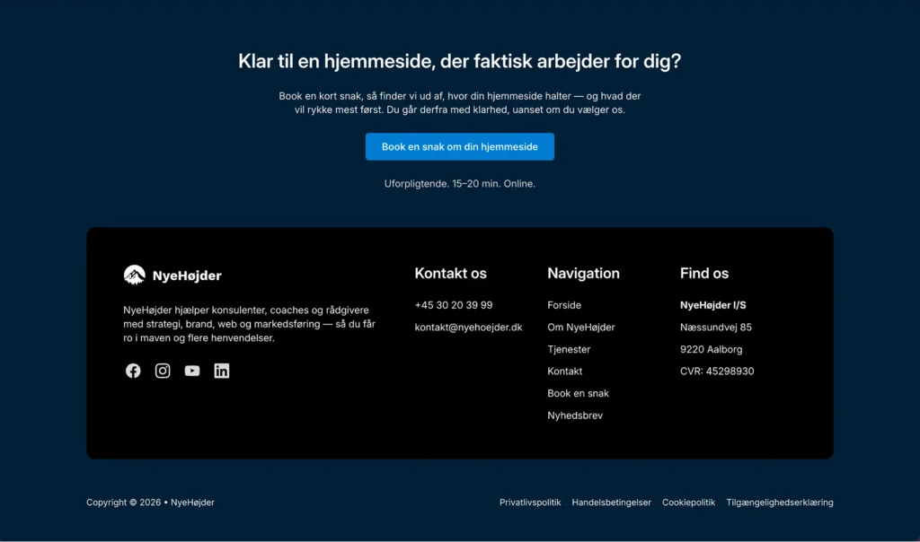 Tjenestesidens ydelsesspecifikke CTA før footer