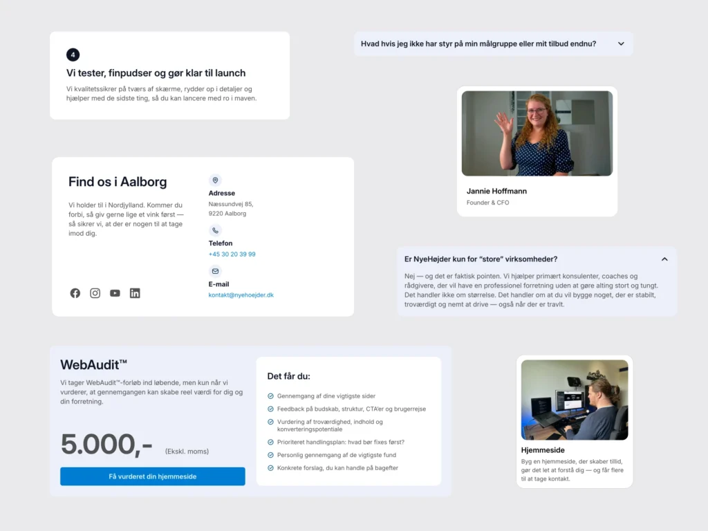 Sammenligning af servicekort, proceskort, FAQ-kort og pris kort