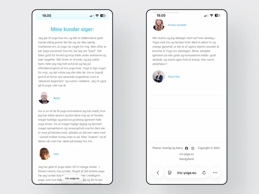 Mobil-screenshot af anbefalinger på forsiden